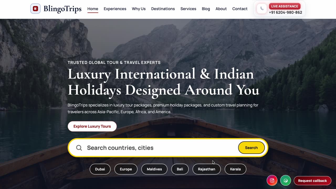BlingoTrips luxury travel booking site