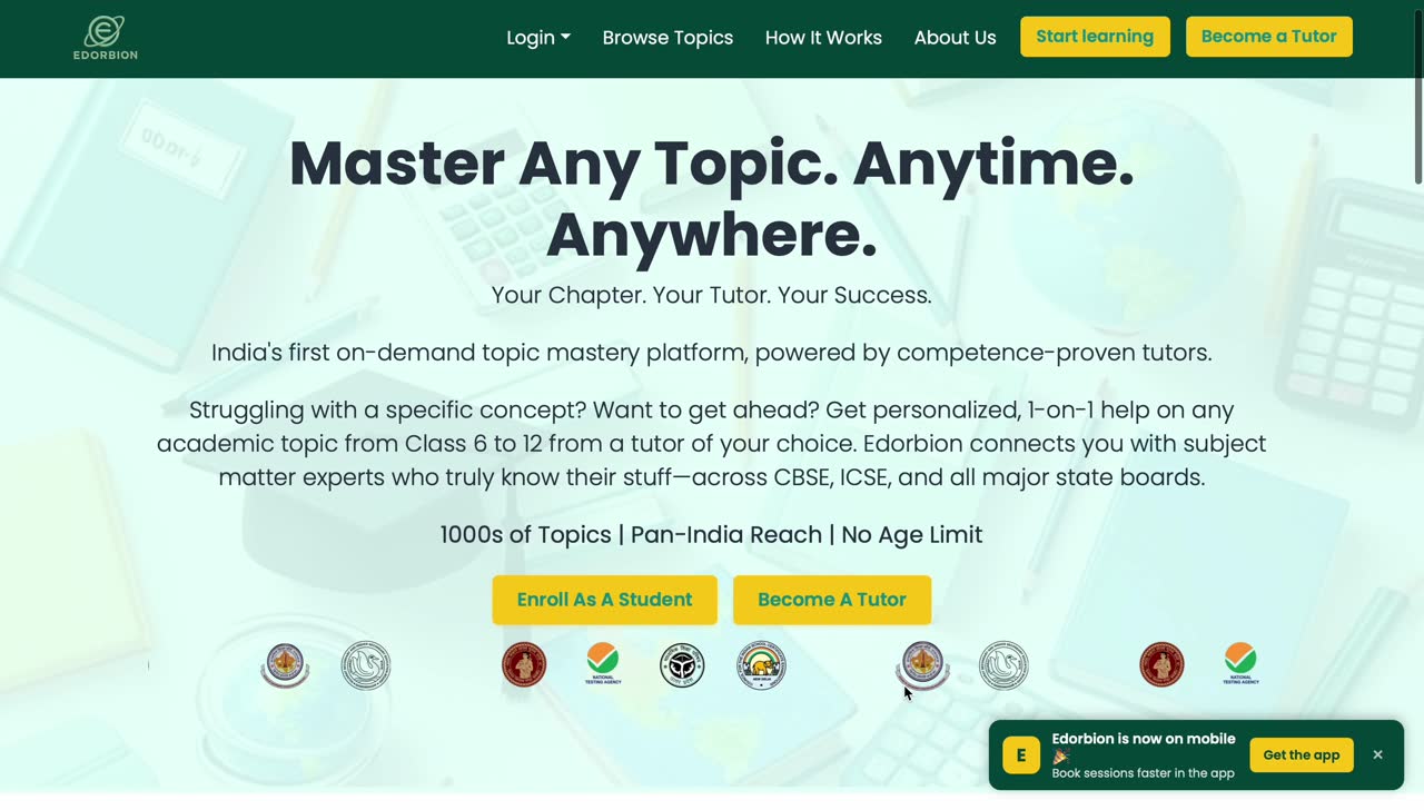 Edorbion tutoring marketplace website