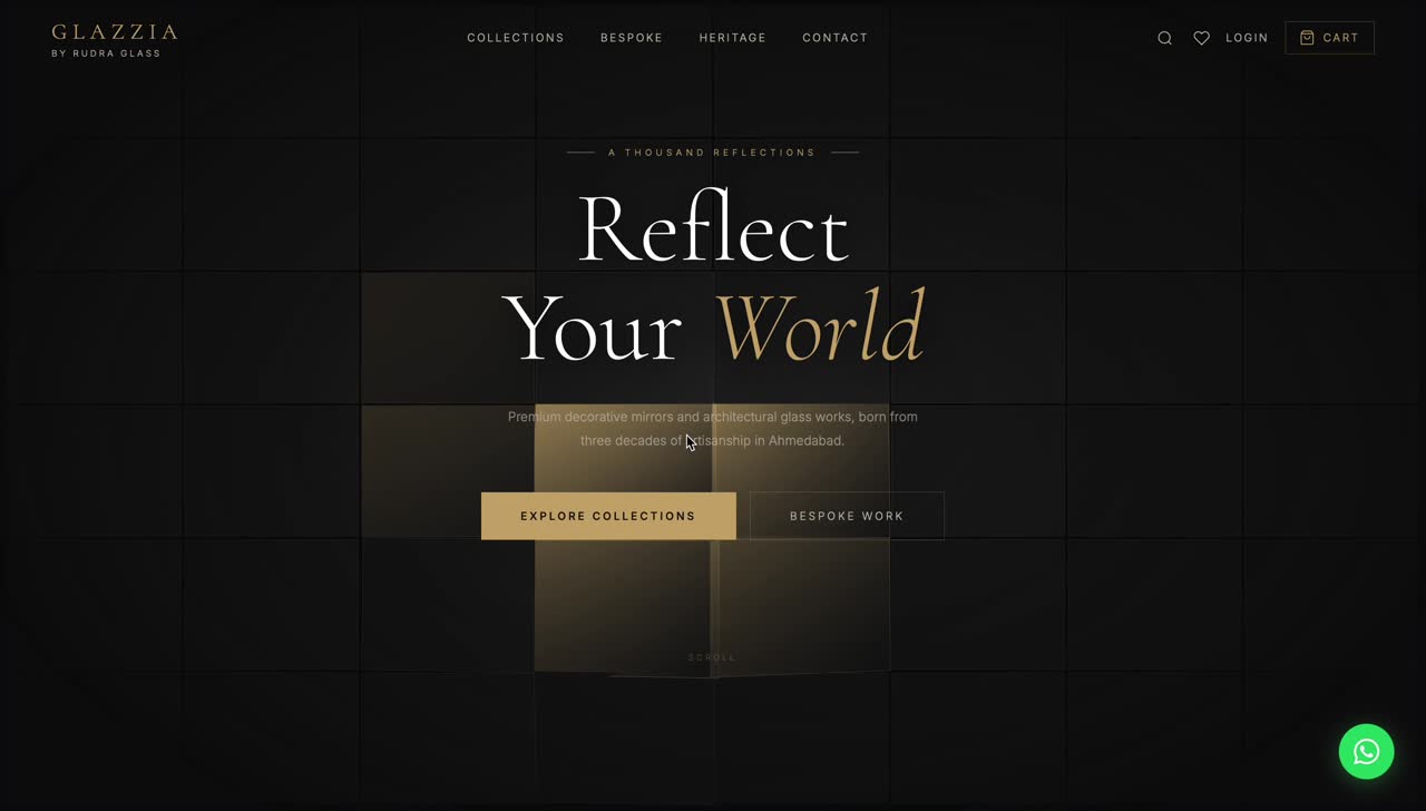 Glazzia luxury glass and mirror ecommerce site